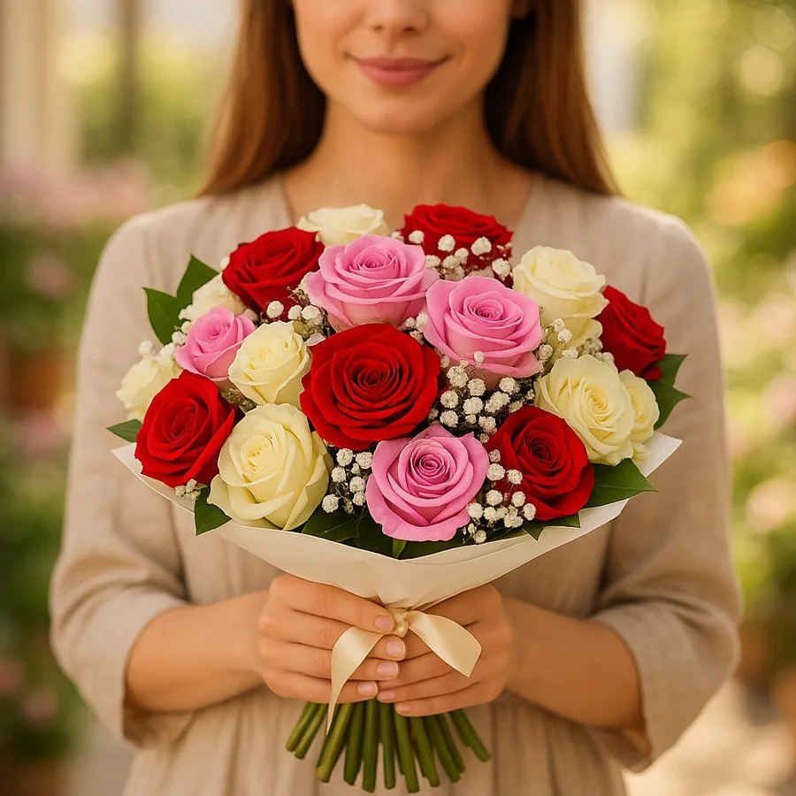 Karışık Renk 15 Gül